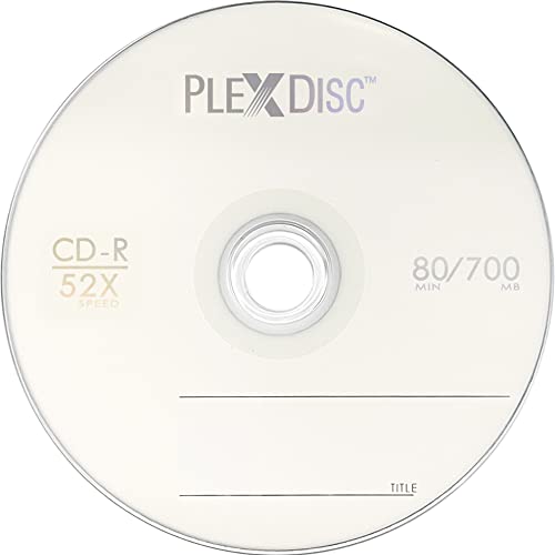 PlexDisc CD-R 700MB 52X 80 Minutes 100 Count Blank Audio and Data Discs