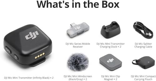 DJI 2 Transmitters 1 Receiver DMMT01 Wireless Microphone System Mini Lavalier Omnidirectional