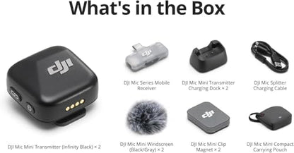 DJI 2 Transmitters 1 Receiver DMMT01 Wireless Microphone System Mini Lavalier Omnidirectional