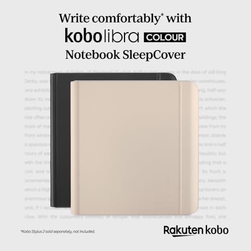 Kobo 7 Inch Libra Colour N428-AC-BK-N-PU Case with User Manual, Slim Fit, Recycled Material, Floral/Transportation Theme, Black