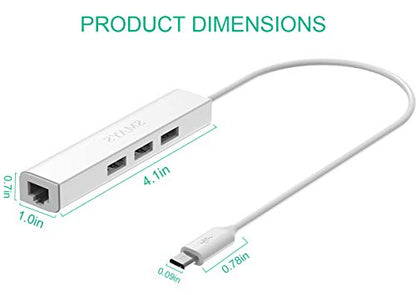 Smays Ethernet Adapter 3-Port USB Hub 100Mbps White Plastic