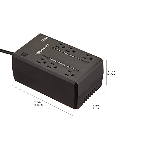 Amazon Basics UPS - 400 VA, 255 Watts, Compact Size, Black, 6 Outlets, NEMA