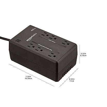 Amazon Basics UPS - 400 VA, 255 Watts, Compact Size, Black, 6 Outlets, NEMA