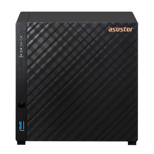 Asustor AS1204T 4-Bay NAS Network Attached Storage, Quad-Core 1.7GHz CPU, 2.5GbE, 1GB DDR4, Metal, Black