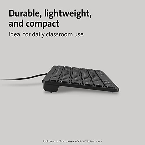 Kensington Compact Wired Keyboard K75505US Compatible with iPad and iPhone, Black