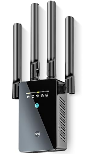 Techtex 2026 Single-Band WiFi Extender Signal Booster with 1-Tap Setup, 15588 sq ft Range, Advanced Security Features