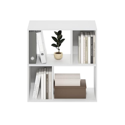 Furinno 4-Cube Bookcase 24126WH Laminated Floor Mount White Storage Organizer