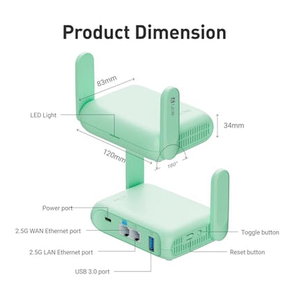 GL.iNet GL-MT3600BE Portable Travel Router Dual-Band Wi-Fi 7 Ethernet