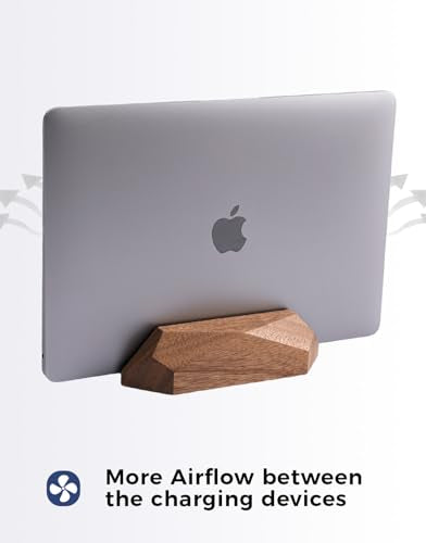 Nuvograin 6 x 3 x 1.6 inches Black Walnut Adjustable Vertical Laptop Stand