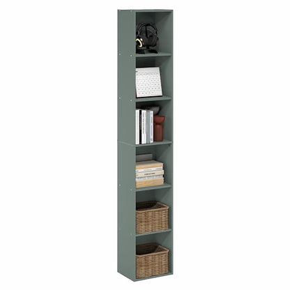 Furinno 6-Tier 24009SG Height 71.0 inches Width 12.1 inches Depth 9.4 inches Rectangular Open Shelving Floor Mount Bookcase