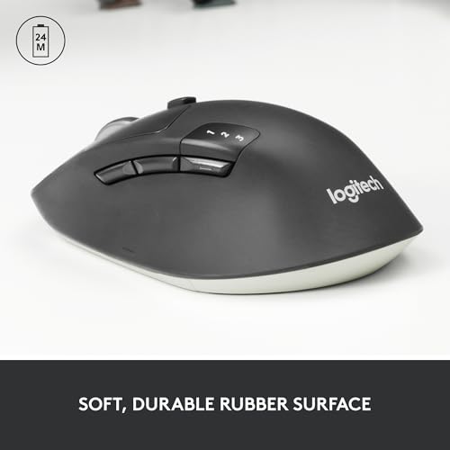 Logitech M720 Triathlon Wireless Mouse, Bluetooth, USB, 1000 DPI, 6 Buttons, 2-Year Battery, Compatible with PC, Mac, iPadOS