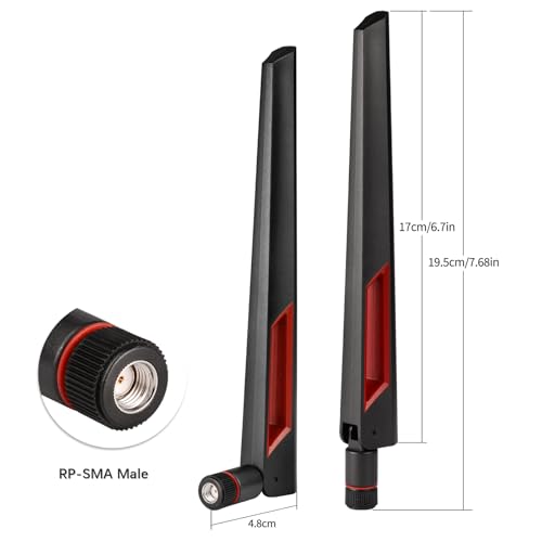 Superbat 2-Piece AU0008ANSP 50 Ohm WiFi Antenna 300 Feet Range RP-SMA Male