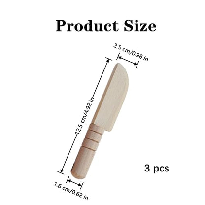 TDGBIH 3 Wooden Children's Knives Child-Safe Kitchen Tools for Food Preparation
