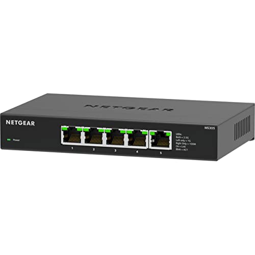 NETGEAR 5-Port 2.5G Multi-Gigabit Ethernet Unmanaged Network Switch (MS305) - 5 x 2.5Gbps Ports, Desktop or Wall Mount, Metal Case