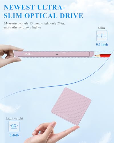 ORIGBELIE 2.5" TP520-Pink USB 3.0 CD/DVD External Drive, 8x, 24x