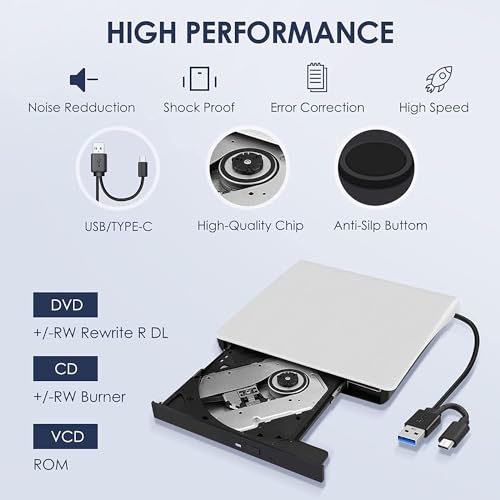 Hcsunfly Ultra Slim External CD/DVD Drive 717981226175