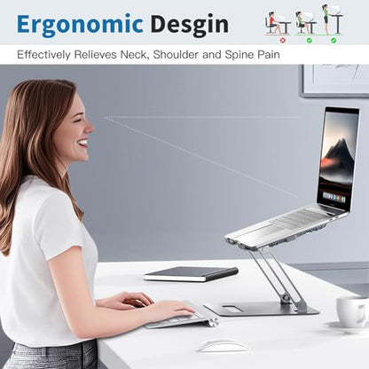 YICOSUN 10-16 Inch Portable Laptop Stand Adjustable Height Aluminum Alloy Gray
