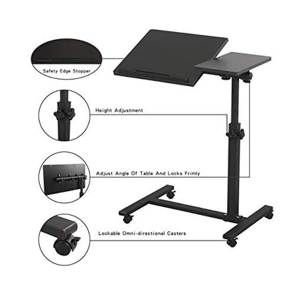 TigerDad 23.7in x 13.6in x 35in 0203 Black Mobile Rolling Laptop Stand