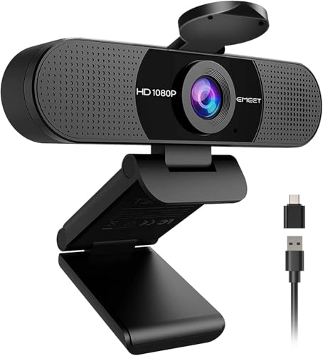 EMEET C960 1080P Webcam with Dual Microphones, USB Connectivity, Ultra Compact Design, Black