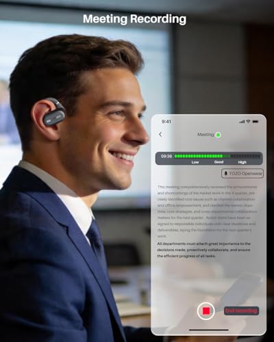 TOZO T13051 OpenWear Wireless Earbuds, Bluetooth 5.4, 60 Hours Battery Life, IPX6 Waterproof, Smart Display