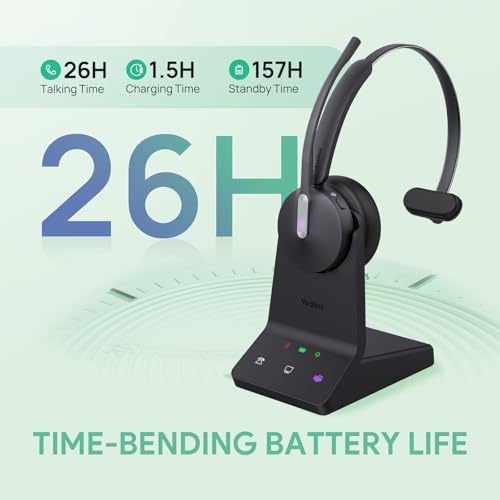 Yealink WH64 Mono Teams Wireless Headset - DECT & Bluetooth Connectivity for Office Use