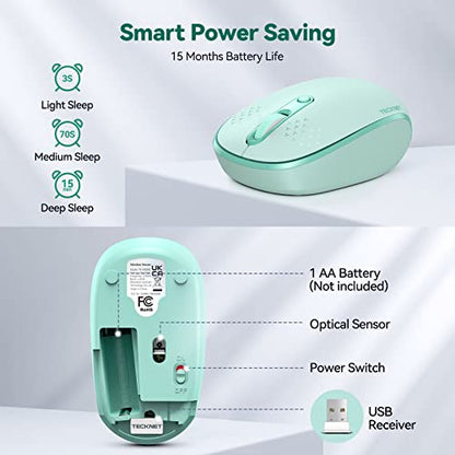 TECKNET 2.4G Wireless Mouse TK-MS006 Optical 1600 DPI Battery Powered USB Compatible