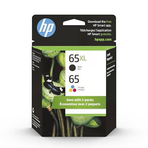 HP Original 65 Tri-Color and 65XL Black Ink Cartridges 300 Page Yield 2-pack