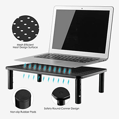 LOTEYIKE 14.6 x 9.3 Inches Monitor Riser 001 TV Riser Adjustable Ergonomic Metal Stand 2 Pack