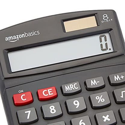 Amazon Basics Standard Function LCD Calculator Solar and Battery Black 8-Digit KC-760-8