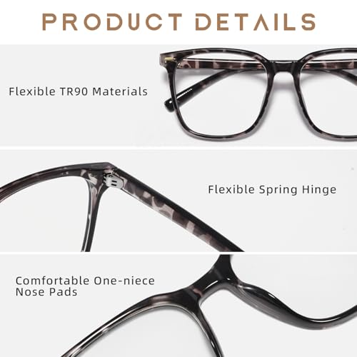 MACJERO Oversized Square Blue Light Blocking Glasses TR20256C10 - 54mm Lens Width, Full Rim, TR90 Frame, Plastic Lens, UV Protection