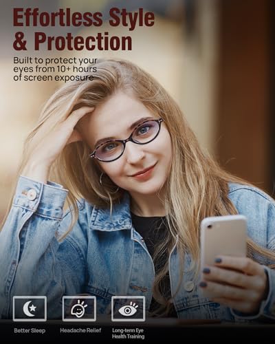 Bossace 2 Count BR301 Blue Light Blocking Glasses, Oval Shape, TR90 Frame, UV Protection, Anti-Glare, Lightweight