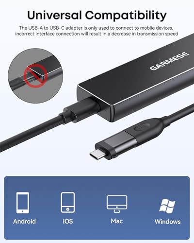 GARMESE 1TB External Solid State Drive USB 3.0, 1000MB/s Read Speed, Portable, Shock and Dust Resistant, Black