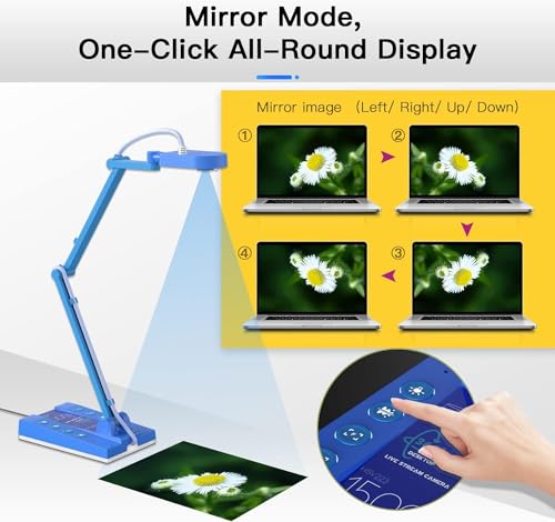 TreasLin USB Document Camera 15 MP, Automatic Exposure, 1080p / 4K Video Capture, USB Connectivity, Blue