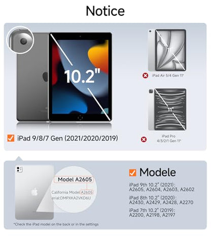 SMARTDEVIL 2 Pack 10.2 Inch Tempered Glass Screen Protector for iPad 9th/8th/7th Gen Model Number: SM-Screen Protector 9H Clarity HD