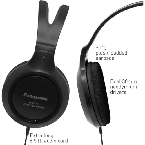 Panasonic RP-HT161-K Over Ear Headphones 32 Ohms 27 kHz Wired Headphones