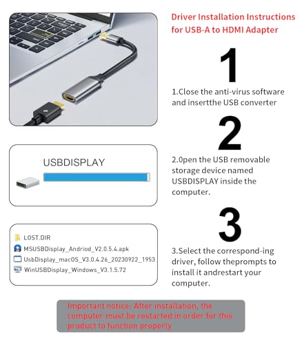 Reborn USB to HDMI Adapter 1080P@60Hz USB 3.0 Male to HDMI Female