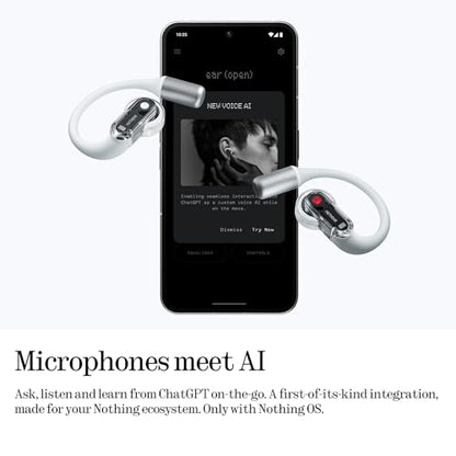 Nothing B182 Wireless Bluetooth 5.3 Open Ear Headphones IP54 Adaptive Noise Cancellation 30Hz-20kHz