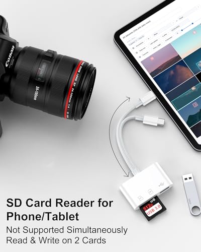 Haoano SD Card Reader SD/TF Multi-Card USB Type C and Lightning Adapter