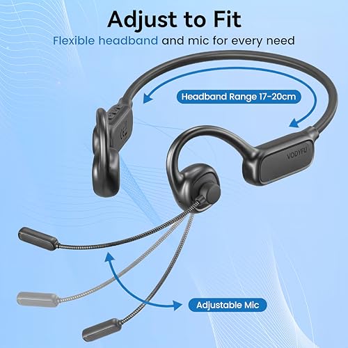 Replglee W3 Bluetooth 5.4 Headphones Wireless Open Ear Design with Microphone