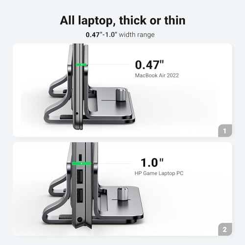 UGREEN 1 Unit Vertical Laptop Stand Model 20471 Aluminum Adjustable Tabletop Silver Gray