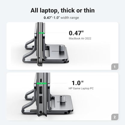 UGREEN 1 Unit Vertical Laptop Stand Model 20471 Aluminum Adjustable Tabletop Silver Gray