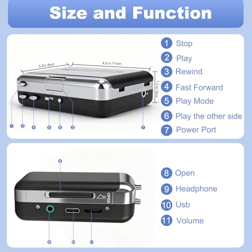 Tinxumb Portable Cassette Tape to MP3 Converter & Player KDJ-01 USB 2.0