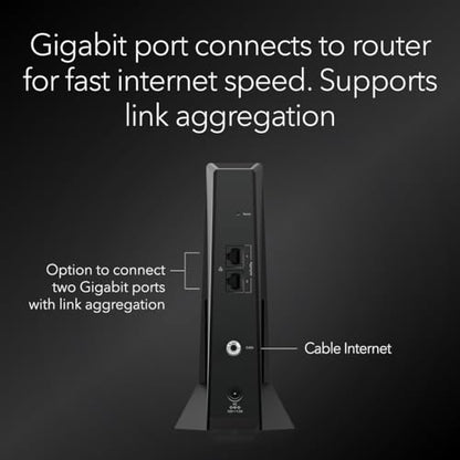 NETGEAR Nighthawk DOCSIS 3.1 Mid/High-Split Cable Modem CM2500-1AZNAS Ethernet Connectivity 2 Ports 2000 Mbps Download