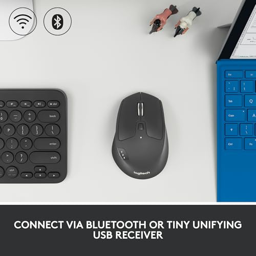 Logitech M720 Triathlon Wireless Mouse, Bluetooth, USB, 1000 DPI, 6 Buttons, 2-Year Battery, Compatible with PC, Mac, iPadOS