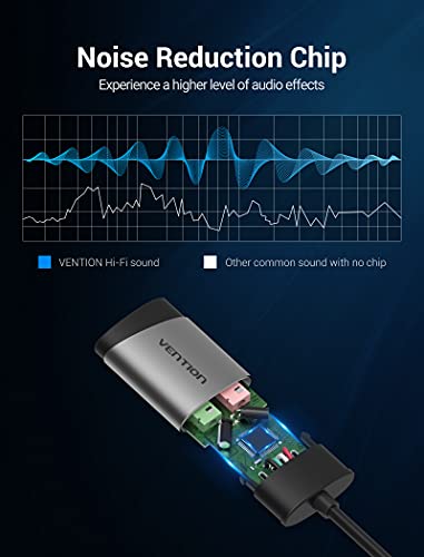 VENTION 45 Grams CDKHB USB 2.0 Stereo External Sound Card with 5.1 Surround Sound Support for Linux, Windows 10, PlayStation 4