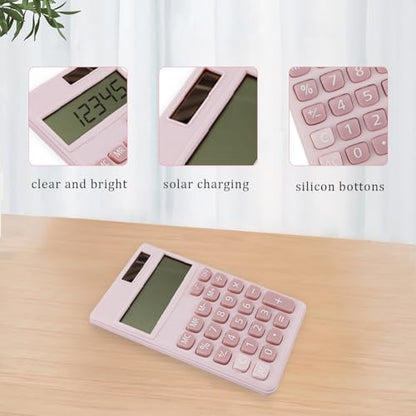 Yritioa 4.72" MN-C-pink LCD 8-Digit Solar Powered Basic Business Calculator