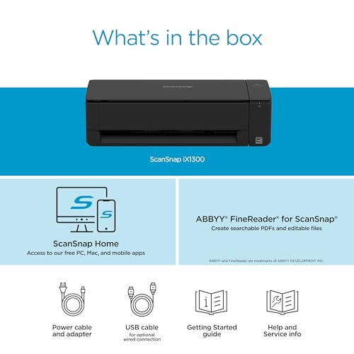 ScanSnap iX1300 Document Scanner 600 dpi USB Wi-Fi