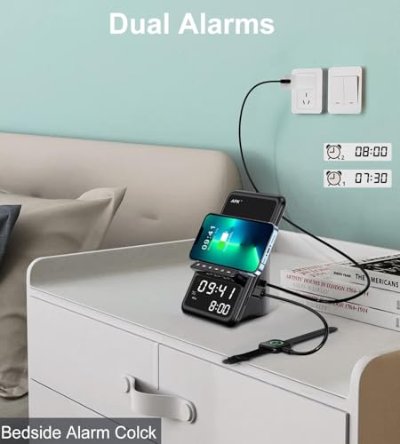 AFK Wireless Charging Station BT512-012 7.5W 1.5A 5V DC Alarm Clock and Speaker