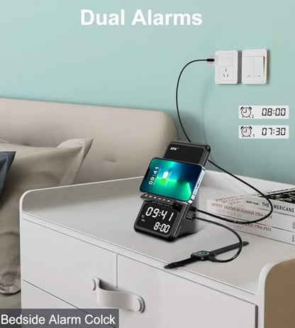 AFK Wireless Charging Station BT512-012 7.5W 1.5A 5V DC Alarm Clock and Speaker