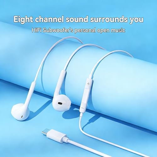 GAXIWILO 2PCS 2PC-USB-C Wired Earbuds Noise Cancellation Earphones for USB-C Devices